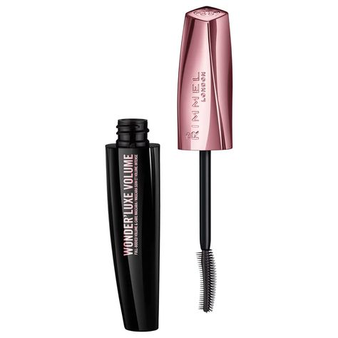 Amplify your lashes with the Rimmel Wonder'luxe Mascara, a body-building mascara that adds enviable lift, volume and curl to your eyelashes. The volumising, carbon-black formula works in tandem with its slightly curbed brush to capture, define and coat every lash with just a few strokes. Sweeping effortlessly through eyelashes, the formula contains four luxurious and caring oils to facilitate in the smooth, even and effortless application to achieve full-bodied density, length and definition. Expect fuller-looking, elongated lashes for a wide-eyed, dramatic makeup look. Rimmel London Mascara, Best Lengthening Mascara, Rimmel Mascara, London Wonders, Short Lashes, Boots Store, Camellia Oil, Dramatic Makeup, Black Pigment