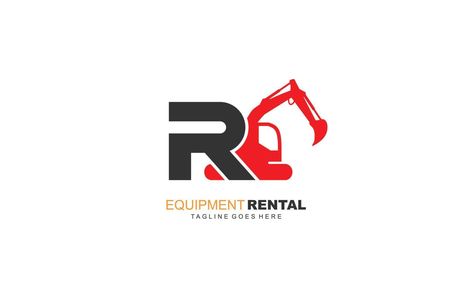 R logo excavator for construction company. Heavy equipment template vector illustration for your brand. Heavy Equipment Logo, Contractor Logo, Excavator Logo, Construction Logo Design, R Logo, Youtube Banner Backgrounds, Estate Logo, Construction Logo, Youtube Banner