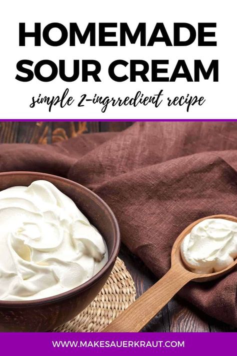 A simple guide to making homemade sour cream {just 2 ingredients). A fresh, healthy alternative to store-bought, Free from unwanted additives. Diy Sour Cream, Fermented Sauce, Types Of Salt, Sour Cream Recipe, Make Sour Cream, Cultured Buttermilk, Homemade Sour Cream, Beets Carrots, Diy Cheese