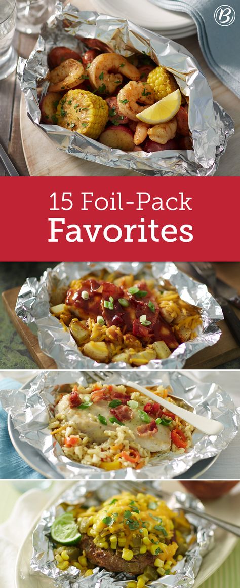 With minimum effort and practically no cleanup, these foil-pack dinners make for the ultimate weeknight meal or summer party main attraction! Don't have a grill? Many of these recipes can be cooked to perfection in the oven--expand the Expert Tips section below each recipe for details! Tin Foil Dinners, Foil Pack Dinners, Foil Packet Dinners, Foil Pack Meals, Foil Dinners, Foil Packs, Foil Packet Meals, Foil Packet, Potatoes Recipes