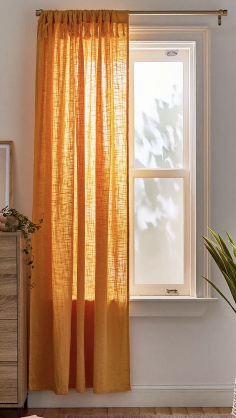 Patterned Curtains Bedroom, Orange Curtains, Story Background, 70s Interior, Curtains Ideas, Earthy Home, House Makeover, Boho Curtains, White Cottage