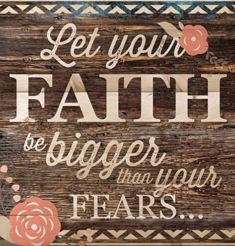 Amazon.com: P. Graham Dunn Let Your Faith Be Bigger Than Your Fears… 12 x 12 inch Pine Wood Plank Wall Sign Plaque: Home & Kitchen Lath Art, Wood Plank Walls, Pallet Wall Art, Pallet Designs, Christian Gifts For Women, Plank Walls, Pallet Wall, Chevron Design, Home Decor Signs