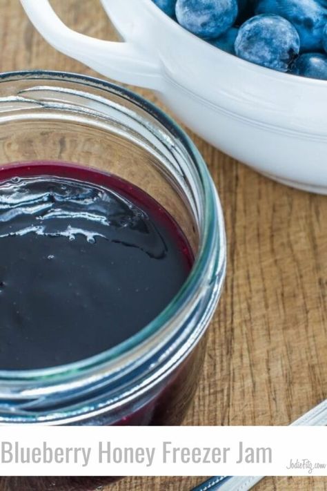 Blueberry Honey Freezer Jam Blueberry Freezer Jam, Blueberry Jam Recipe, Homemade Blueberry Muffins, Blueberry Season, Freezer Jam, Easy Blueberry, Blueberry Jam, How To Make Jam, Honey And Cinnamon