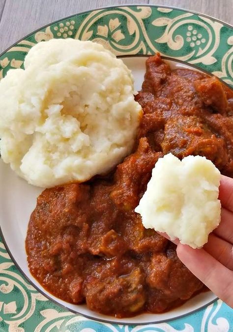 African Red Stew African Stew Recipes With Fufu, Nigerian Red Stew, Ghana Recipes, African Fufu, Fufu Recipe, Cultural Meals, Red Stew, Authentic Kitchen, International Meals