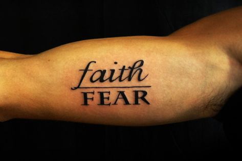 Faith over Fear #tattoo #idea #quote #words Faith Over Fear Tattoo, Psalm Tattoo, Fear Tattoo, Tattoo Over Scar, Tattoos Pinterest, Faith > Fear, Faith Tattoo, Best Tattoos For Women, Religious Tattoos