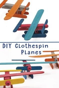 Make Clothespin Airplanes | DIY Toys for Kids – Moose Mischief Diy Toys For Preschoolers, Homemade Toys For Preschoolers, Diy Toys For Kids To Make, Clothespin Airplane, Popsicle Stick Airplane, Simple Diy Crafts For Kids, Airplane Crafts For Kids, Homemade Toys For Kids, Diy Plane