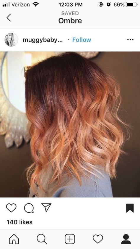 Red Brown And Blonde Balayage, Red Balayage Hair 2023, Copper To Blonde Balayage Short Hair, Auburn To Blonde Balayage Short Hair, Red Root Balayage, Cooper Balayage Hair Blonde, Natural But Fun Hair Colors, Brown To Red To Blonde Ombre Hair, Amber Ombre Hair