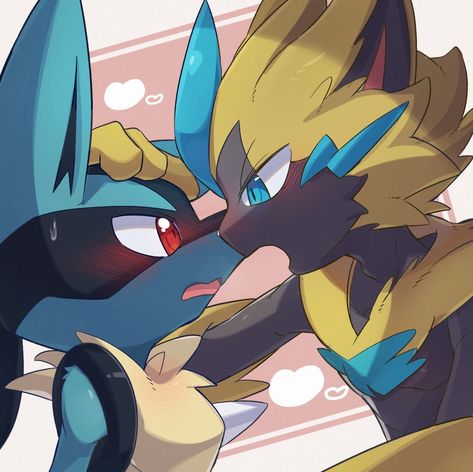 Zeraora x Lucario Lucario X Zeraora, Lucario Pfp, Zeraora Fanart, Cyrus Pokemon, Lucario Wallpaper, Pokemon Kiss, Lucario Fanart, Zeraora Art, Mega Lucario