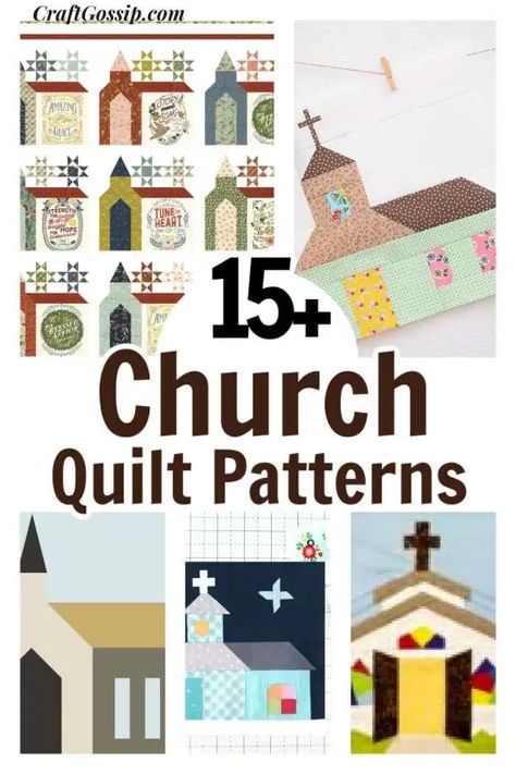 15 Church Building Quilt Patterns – Quilting Cross And Crown Quilts, Free Applique Quilt Patterns, Bible Quilt Blocks Patterns, Church Quilt Block Pattern, House Quilts Ideas, Religious Quilt Patterns, Christian Quilt Patterns, Traditional Quilts Patterns, Cross Quilt Pattern Free