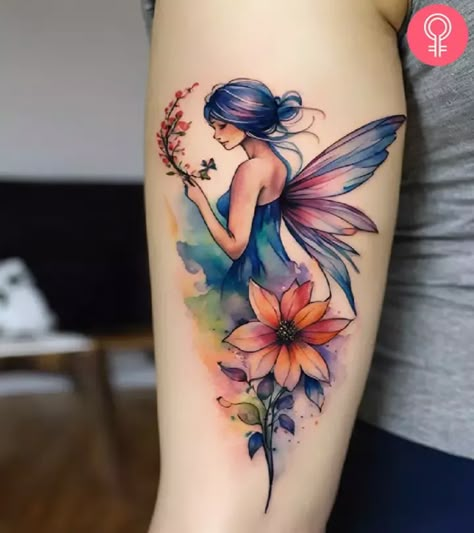 Simple Fairy Tattoo, Fairy Wing Tattoos, Fairy Tattoos, Tattoos And Their Meanings, Garden Tattoos, Power Of Imagination, Unicorn Tattoos, Fairy Tattoo Designs, Fairy Silhouette