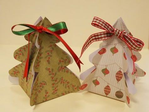 Christmas Gift Box Template, Diy Gift Box Template, House Gift Box, Paper Box Diy, Gingerbread Gifts, Christmas Tree Template, Paper Box Template, Christmas Tree Gift, Box Templates