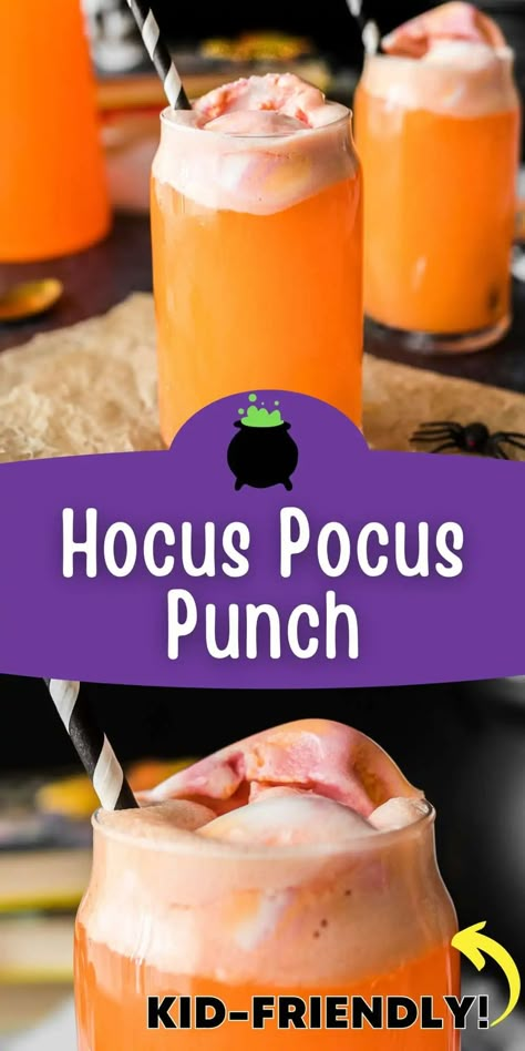 Hocus Pocus Punch, Hocus Pocus Watch Party, Halloween Punch For Kids, Hocus Pocus Night, Punch For Kids, Hocus Pocus Movie Night, Punch Recipes For Kids, Halloween Punch Recipes, Hocus Pocus Movie