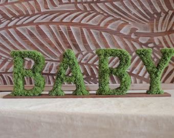 Moss letters | Etsy Lettering On Wood, Moss Covered Letters, Moss Letters, Wall Letter, Numbers Symbols, Baby Letters, Reindeer Moss, Moss Covered, Spring Baby