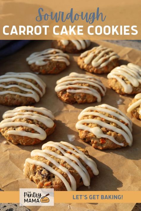 Delightfully fermented sourdough carrot cake cookies are full of carrot cake flavor in a convenient cookie! Topped with a sweet vanilla cream cheese glaze, you're going to wish you discovered these sooner! Sourdough Carrot Cake, Carrot Cake Cookies Recipe, A Couple Cooks, Carrot Cookies, Sourdough Starter Discard Recipe, Spring Recipe, Carrot Cake Cookies, Shredded Carrots, Oatmeal Cookies Chewy