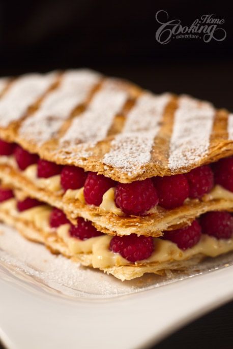 Raspberry Mille Feuille (Napoleon) :: Home Cooking Adventure Mille Feuille Recipe, Edgy Veg, Vegan Pastries, Frozen Puff Pastry, Coconut Whipped Cream, Pastry Desserts, Fancy Desserts, French Pastries, Gordon Ramsay