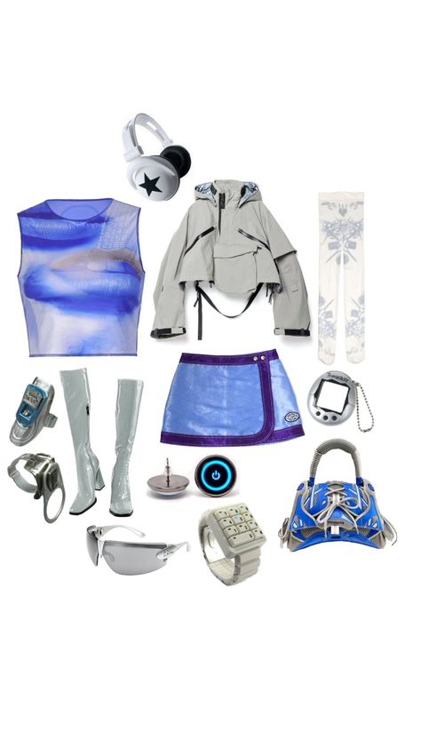 Cybercore Style Outfits, Cybercore Fashion Aesthetic, Futuristic Fashion Aesthetic Y2k, Cyberdelic Outfit, Hyperspace Outfit, Robot Aesthetic Outfit, Robot Inspired Outfit, Cybercore Y2k Outfits, Y2k Outfits Futuristic