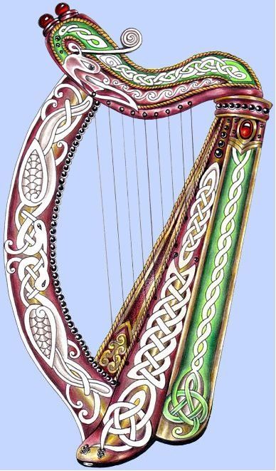 Celtic Wedding Music Band, Celtic Tattoo Designs, Celtic Harp, Oc Reference, Glasgow Celtic, Irish Harp, Irish Tattoos, Tattoo Board, Celtic Tattoo