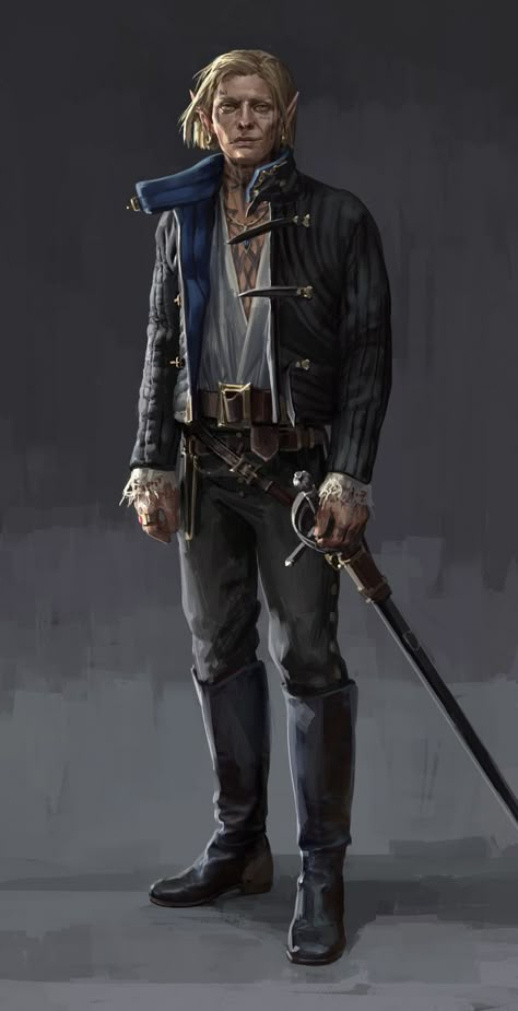 ArtStation - Rogues, Daria Rashev blond male elf with sword character concept DnD / Pathfinder ttrpg fantasy gaming Rogue Character, Illustration Design Graphique, Dnd Elves, Male Elf, Elf Characters, Pathfinder Character, Heroic Fantasy, Male Character, Character Sketches