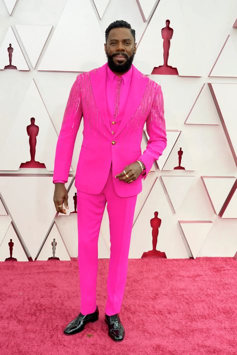 Versace Suit, Colman Domingo, Fred Hampton, Louis Vuitton Dress, Sacha Baron Cohen, Oscars Red Carpet, Regina King, Vanessa Kirby, Valentino Haute Couture