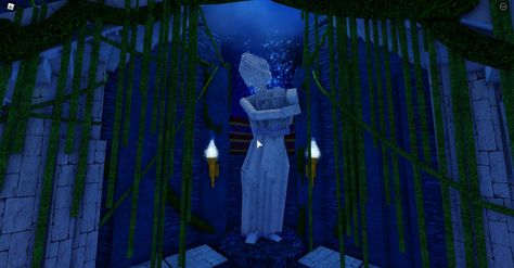 Statues Bloxburg, Bloxburg Statue Ideas, Bloxburg Crystal Cave, Bloxburg Fantasy Build, Bloxburg Fountain Ideas, Bloxburg Statue, Cullen House, Castle Layout, Roblox Oc