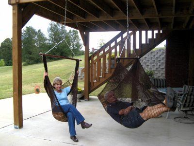 Hammock+Chair+under+deck Play Area Under Deck, Rv Patio Ideas, Under Deck Ideas, Porch Patio Ideas, Deck Step, Rv Patio, Hammock Chairs, Dog Human, Lake Theme