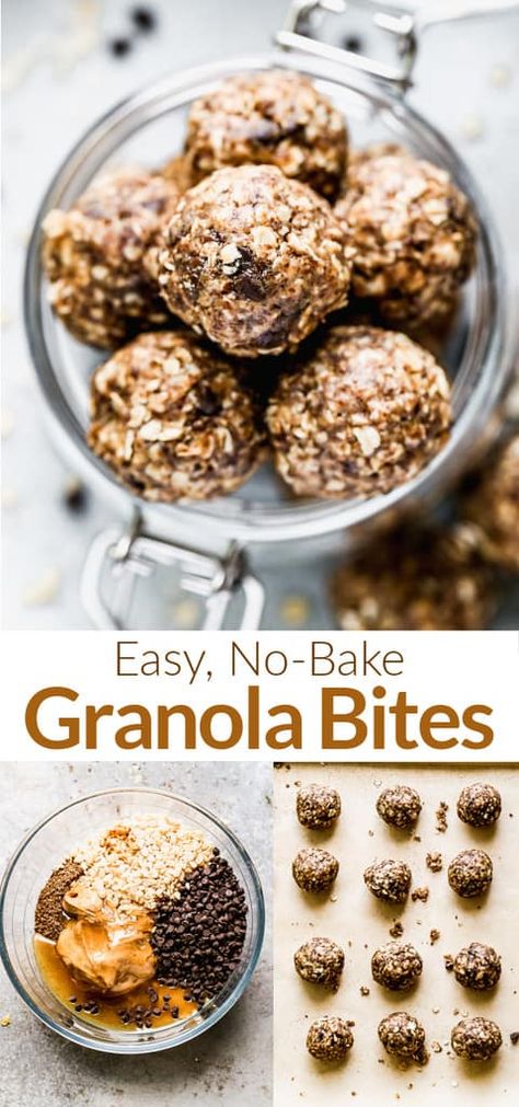 These easy Granola Bites are our favorite on-the-go snack, packed with whole grains and protein, and all your favorite add-ins! via @betrfromscratch Granola Bites For Kids, Granola Bar Bites, Protein Granola Balls, Healthy Granola Bites, Protein Granola Bites, Granola Protein Balls, Gronala Recipes Easy, Granola Bites Recipe, Budget Breakfast