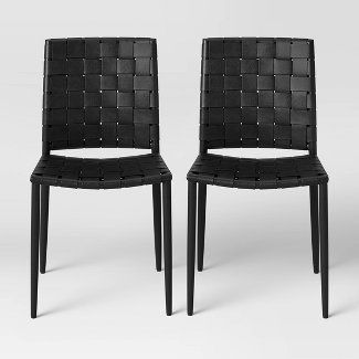 Black Leather Dining Chairs, Woven Dining Chairs, Woven Chair, Black Dining Chairs, Faux Leather Dining Chairs, Project 62, Target Finds, Stylish Chairs, Wood Dining Chairs