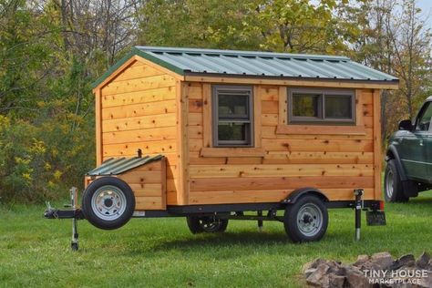 Off-Grid 5x8 Micro Cabin on Wheels for Sale: $8,999 Cabin On Wheels, Micro Cabin, Camping Trailer Diy, Homemade Camper, Kombi Motorhome, Kayak Trailer, Tiny House Camper, Tiny House Talk, Fishing Cabin