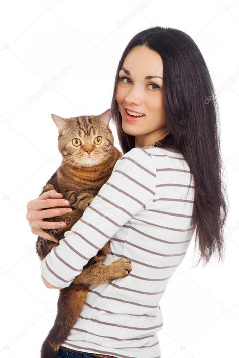 Holding A Cat, Brunette Girl, Cat Litter, A Cat, Ginger