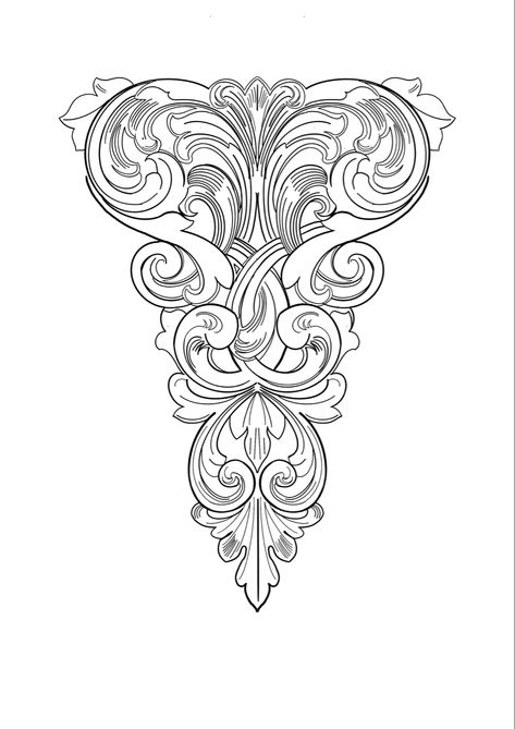 Rose Filigree Tattoo Design, Filigree Outline, Baroque Filigree, Scroll Engraving, Filigree Tattoo, Gothic Pattern, Ornament Drawing, Chicano Art Tattoos, Leather Tooling Patterns