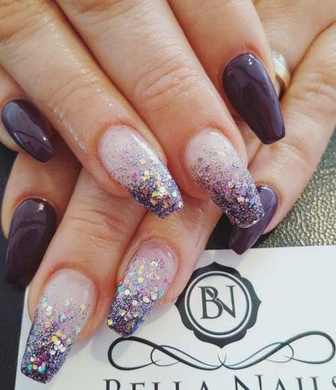 20 Nail Designs for New Years Eve - Pretty Designs Unghie Nail Art, Nails Yellow, Nagellack Trends, Nails Polish, Trendy Nail Art, Nail Designs Glitter, Gel Nail Designs, Coffin Nails Designs, Purple Glitter