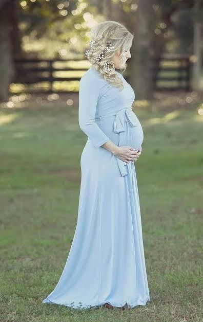 Blue Photo Shoot, Baby Shower Outfit For Mom, Baby Shower Dress For Mom, Spring Maxi Dresses, Dress For Mom, Spring Wedding Outfit, Powder Blue Dress, Blue Maternity Dress, Spring Maternity