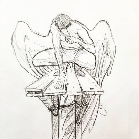 Wings Sketch, Winged People, Wings Drawing, Ange Demon, Wings Art, Fantasy Creatures Art, Figure Drawing Reference, Art Prompts, Art Poses