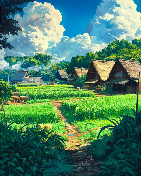 Arunachal Pradesh, 2024. A quaint village in Arunachal Pradesh, India. The village stands still amidst the rush of time and can be mistaken for a village in 1947. #aiawab #arunachalpradesh #india #anime #animeart #aiart #aiartcommunity #aiartwork Anime Village, Arunachal Pradesh, House In Nature, Quaint Village, The Rush, Beautiful House, The Village, Rush, Beautiful Homes