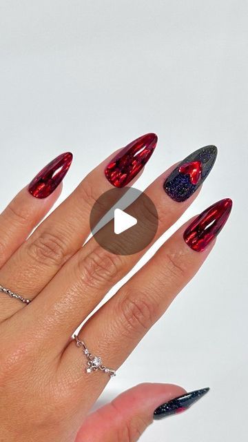 Daily Charme Official on Instagram: "Nail Hack: 2 easy ways to use nail art foils 😍🤯 Comment "FOIL HACK" for the full product list to recreate this gorgeous look! 🖤✨❤️  Save & share for inspo!  #nailtutorial #nailhack #foilnails #rednails #blacknails #gelnails #glitternails #holonails #holographicnails #halloweennails #fallnails #fallnails2024 #halloweennails2024 #dailycharme" Flame Nail Art Tutorial, Red Foil Nails Designs, Nail Foil, Nail Foil Designs Ideas, Foil Nail Designs, Red Chrome Nails, Flame Nail Art, Nail Art Designs Images, Foil Nail Art