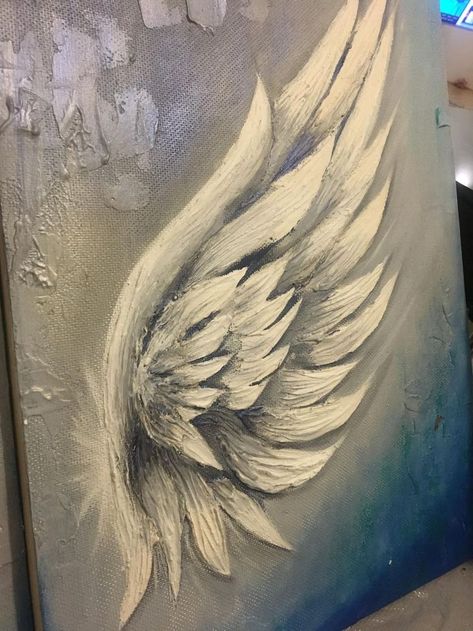 Angel Wings Painting, Sculpture Art Projects, Angel Wings Wall Decor, Angel Wings Art, Black Canvas Paintings, Angel Wings Wall, Abstract Painting Techniques, Wings Art, Modern Oil Painting