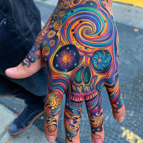 Skull Hand Tattoo Tattoo Design Pack How To Design A Tattoo, Mechanical Hand Tattoo, Color Tree Tattoo, Neon Tattoo Ideas, Full Color Tattoo Design, Doodles On Skin, Small Filler Tattoos, Cute Skull Tattoos, Sugar Skull Sleeve