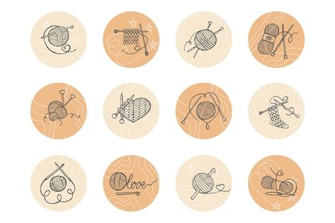 Big icon set knitting skeins of yarn kni... | Premium Vector #Freepik #vector #wool #yarn #knit #knitting-needles Knitting Tattoo, Wool Knitting, Yarn Knitting, Cute Cartoon Drawings, Logo Set, Logo Design Creative, Creative Logo, Logo Maker, Vector Photo