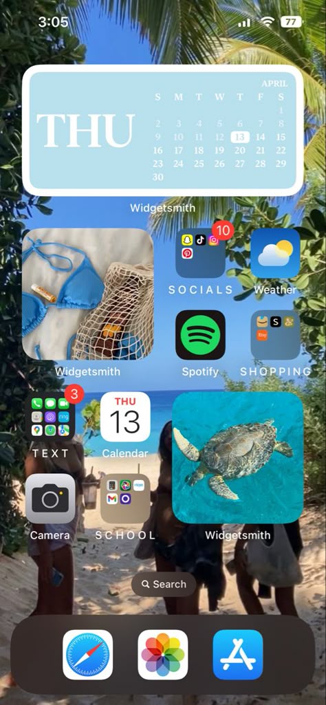 Summer Home Screen, Summer Homescreen, Organize Phone Apps, Widget Iphone, Cute Home Screens, Ios App Iphone, Wallpaper Iphone Summer, Summer Iphone, Iphone Home Screen Layout