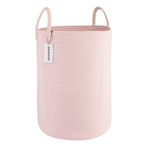 PRICES MAY VARY. Cotton rope Multi-purpose large tall rope basket: Our tall rope laundry hamper with handles measures 16"D x 22"H. It is designed as a laundry basket or dirty clothes basket but can be used for much more. You can use it as a blanket basket, toy basket, nursery hamper for girls or boys, throw pillow hamper basket, towel basket, and more. The usage possibilities are endless. Natural, safe, and durable decorative laundry basket or laundry bin for storage: We use heavier and non-toxi Tall Storage Baskets, Rope Laundry Basket, Pink Hamper, Basket For Living Room, Boho Baskets, Towel Basket, Basket Hamper, Nursery Hamper, Dorm Sweet Dorm