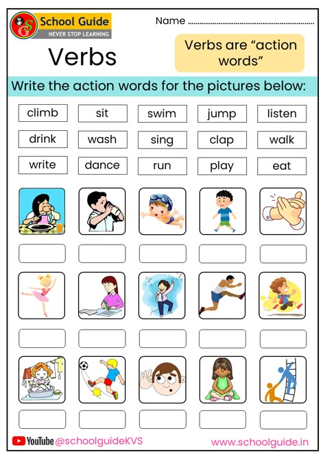 Verbs Worksheets Verb Worksheets For Grade 1, Verbs Worksheet Grade 3, Verbs For Grade 1, Verbs Activities For Kids, English Worksheet Grade 3, Action Verbs For Kids, Action Words Worksheet, Action Verbs Activities, Verb Lesson