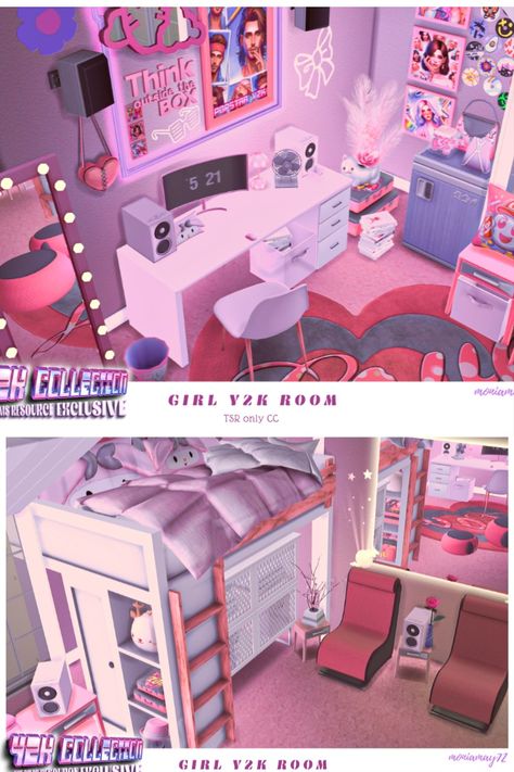 The Sims 4 CC's Y2K Pink Girl Bedroom. Custom Content was used. Download The Sims Resource. Download The Sims Resource. The Sims 4 CC's wooden cozy infant kids room. Custom Content was used. Download @thesimsresource  .#TS4 #growingtogether #sims4infants #sims4infant #CC #sims4cc #ccfinds #ts4cc #ts4lots #Y2K #TheSimsResource #sims4 #thesims4 @Moniamay72  #architecture #thesims4builds #TSR #cc Download link : https://www.thesimsresource.com/downloads/1705850 Sims 4 Room Cc Download, Sims 4 Weeb Room Cc, Sims 4 Cc Furniture Bunk Beds, Sims 4 Cas Mirror Background, Sims 4 Girly Room, Sims 4 Grunge Decor Cc, Sims 4 Bedroom Download, Sims 4 Cc Monster High Furniture, Sims 4 Y2k Bedroom Cc