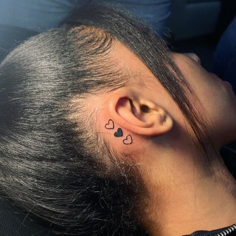 jae.’s Instagram video: “These were matching tatts 🥰  I’ll be accepting walk-ins starting next week monday-thursday only.” Love Heart Tattoo, Black Heart Tattoos, Behind Ear Tattoos, Tattoo Behind Ear, Red Heart Tattoos, Girl Neck Tattoos, Small Heart Tattoos, Neck Tattoos Women, Black Girls With Tattoos