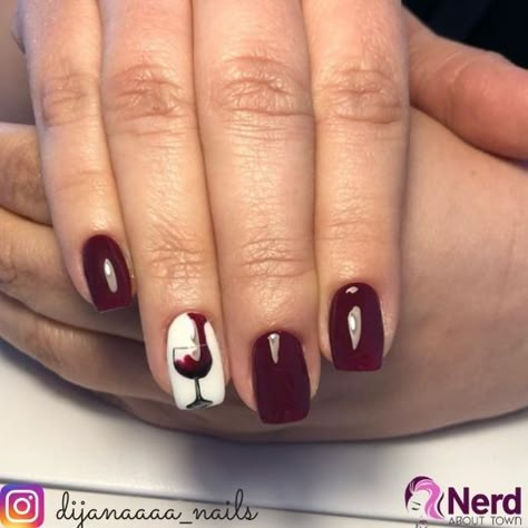 Wine Gel Nails Design, Napa Nail Ideas, Napa Valley Nails, Wine Nail Ideas, Nails For Wine Tasting, Wine Nail Art Design, Cute Fingernails, Nails With Book Designs, Wine Themed Nails