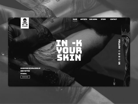 Web Design Tattoo, Tattoo Shop Website, Tattoo Web Design, Tattoo Flyer Design, Tattoo Studio Poster, Tattoo Website Design, Tattoo Branding, Ad Tattoo, Tattoo Banner