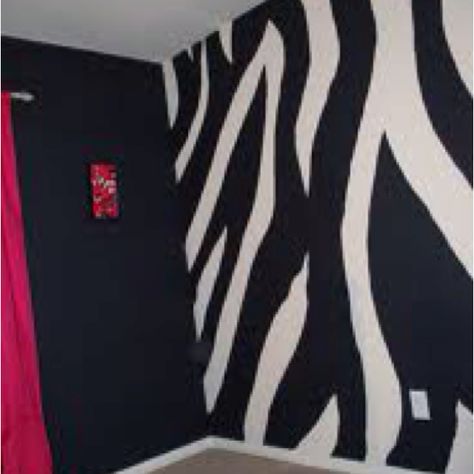 Zebra Wall Bedroom Black Accents, Zebra Print Bedroom, Zebra Print Bedding, Zebra Bedroom, Girls Bedroom Paint, Zebra Room, Pink Zebra Print, Hot Pink Zebra, Pinterest Room