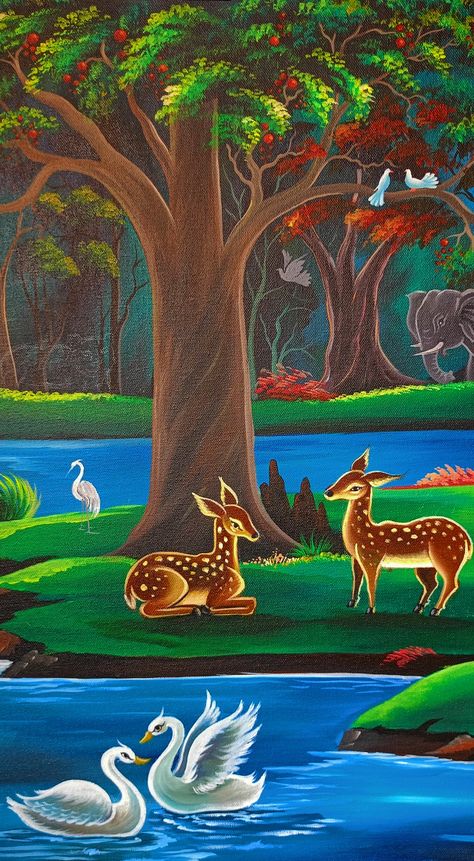 Ready Rangoli, School Wall Art Ideas, Butterfly Art Drawing, Shading Drawing, Creative Wall Painting, Drawing Model, Fabric Painting Techniques, Deer Painting, School Wall Art