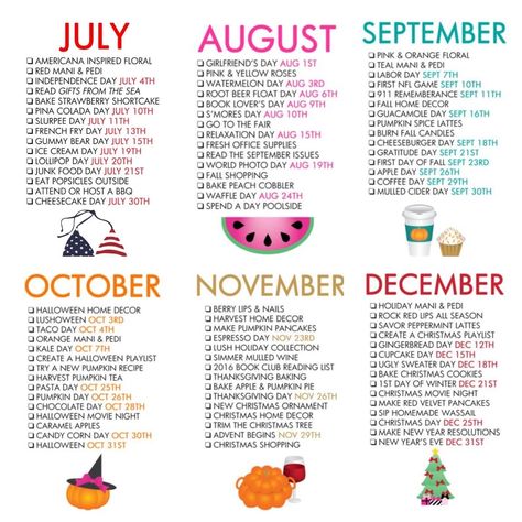 Family Activities By Month, Fun Monthly Challenge, Themes For Each Month Of The Year, July Goals List, May Monthly Challenge, Seasonal Bucket List Ideas, Things To Add To Your Calendar, Things To Plan Each Month, August Goals List