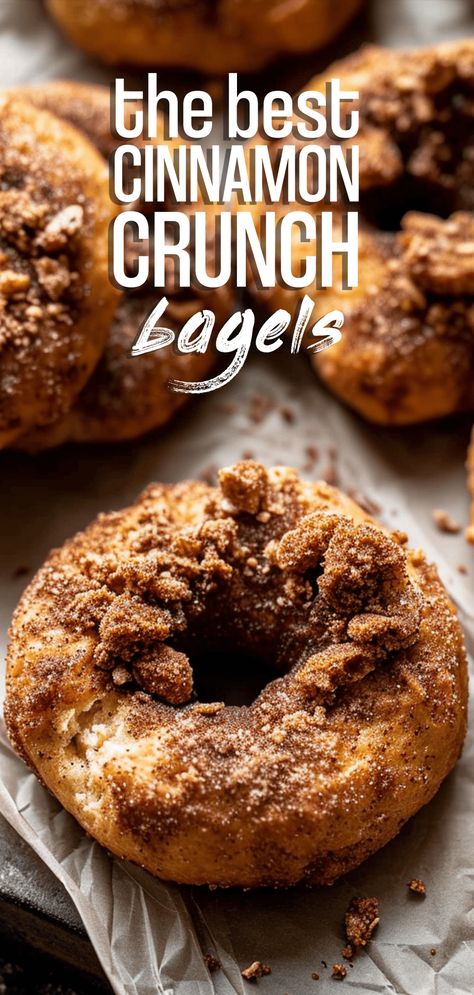 Cinnamon Crunch Bagels [2.5 Hours] – Chasety Sweet Bagel Recipe, Cinnamon Crunch Bagel Recipe, Cinnamon Crunch Bagel, Cinnamon Bagels, Cinnamon Crunch, Yeast Breads, Bagel Shop, Homemade Bagels, Bagel Recipe