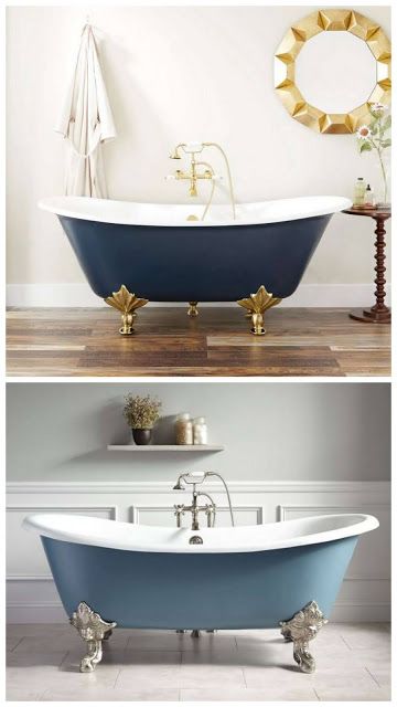 Clawfoot Tub Paint Ideas, Painted Clawfoot Tub Ideas, Claw Foot Tub Bathroom Ideas, Clawfoot Tub Colors, Clawfoot Tub Bathroom Vintage, Blue Bathtub Bathroom Ideas, Clawfoot Tub Bathroom Ideas, Colored Clawfoot Tub, Painting A Clawfoot Tub